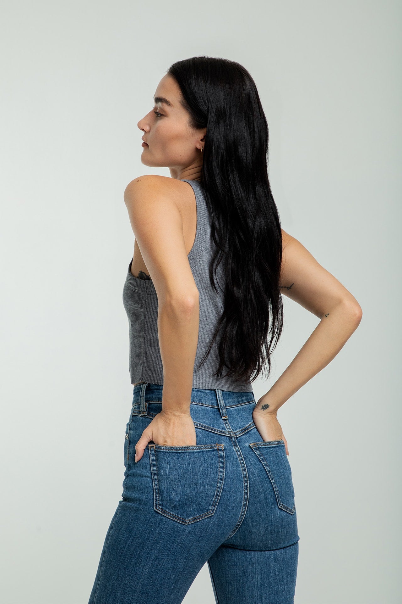 High Rise Skinny - Blue model back