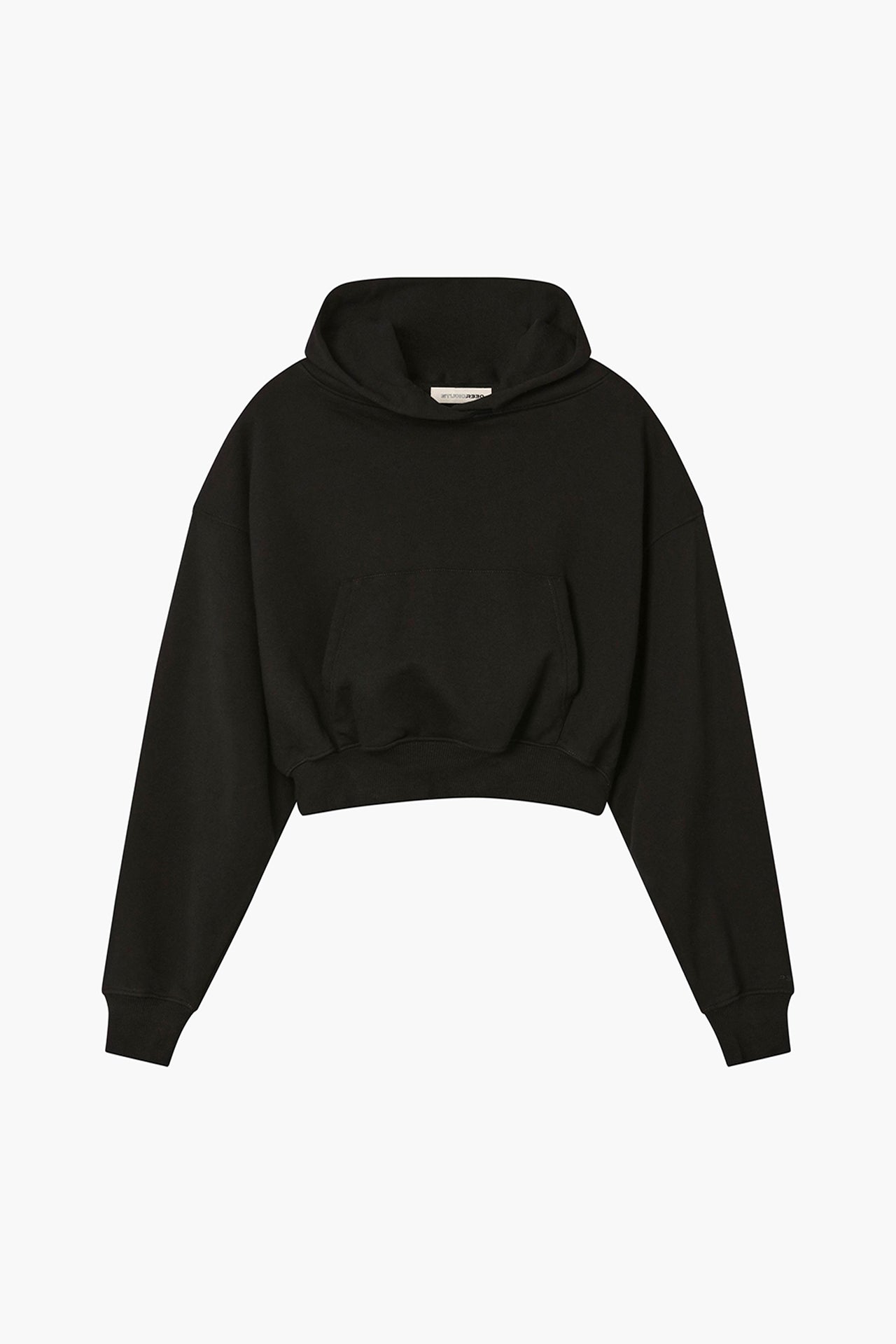 Cropped Pullover Hoodie - Black