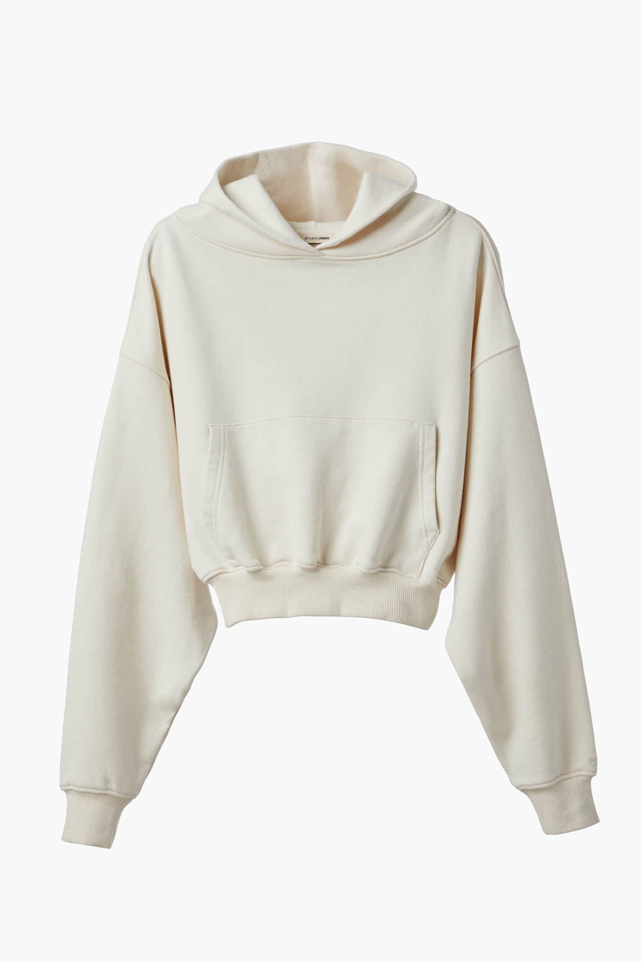 Cropped Pullover Hoodie - Ecru