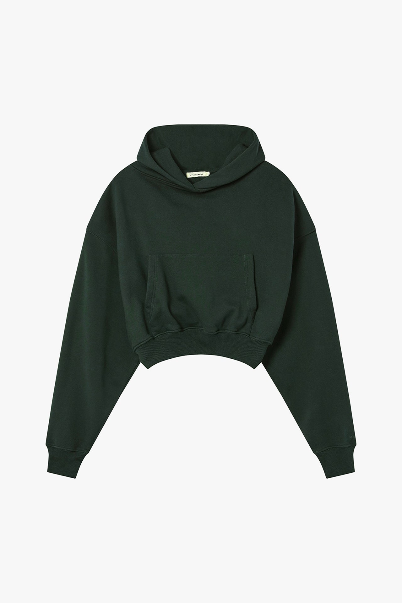 Cropped Pullover Hoodie - Green