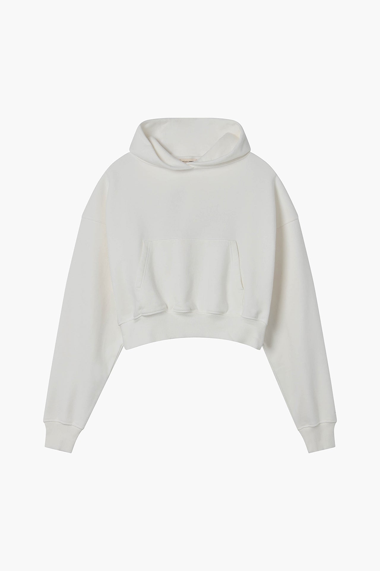 Cropped Pullover Hoodie - White