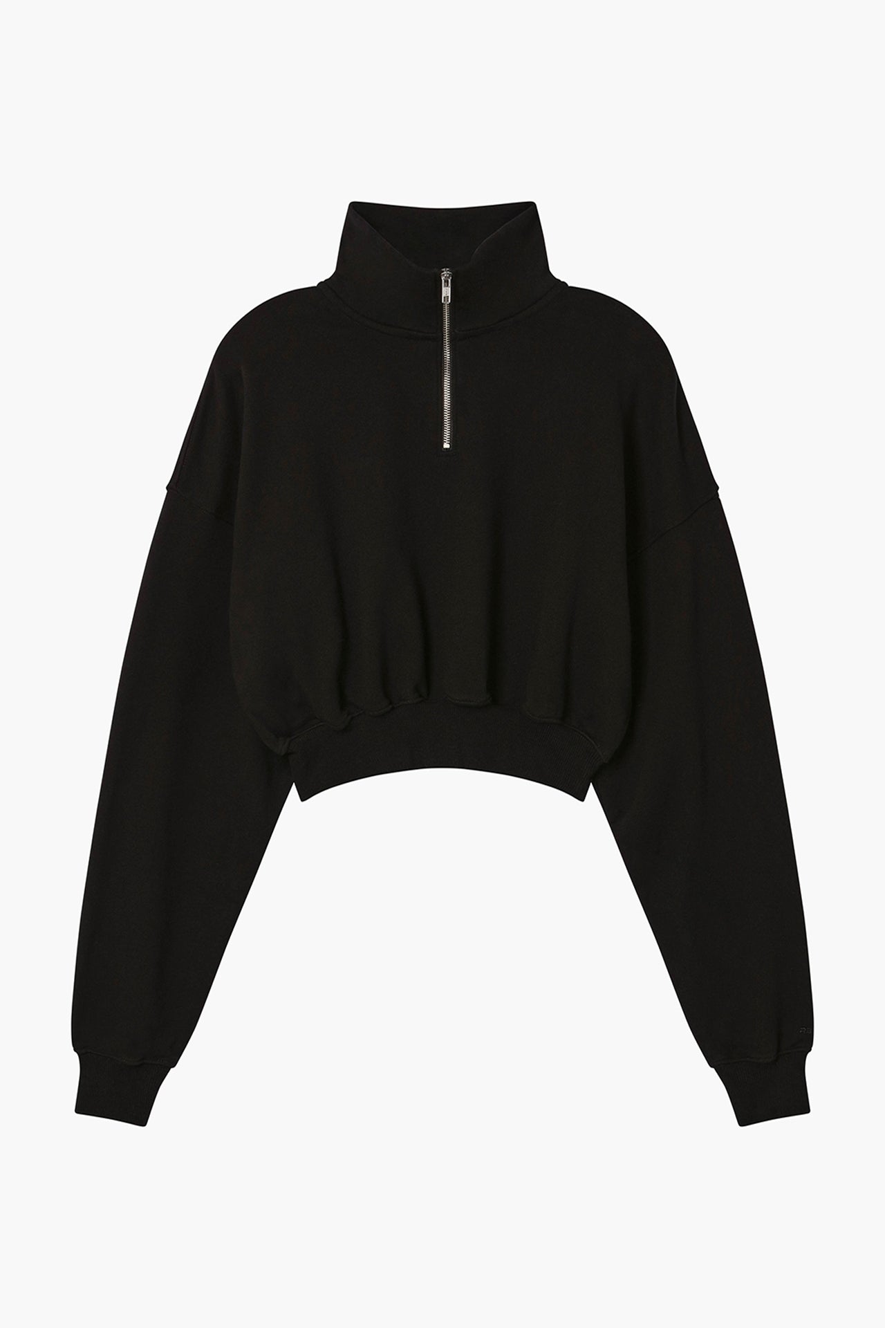 Cropped Half Zip Sweat - Black