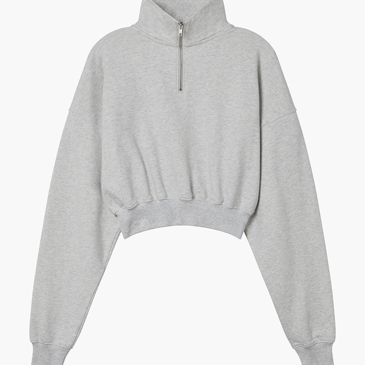 Cropped Half Zip Sweat in Gray