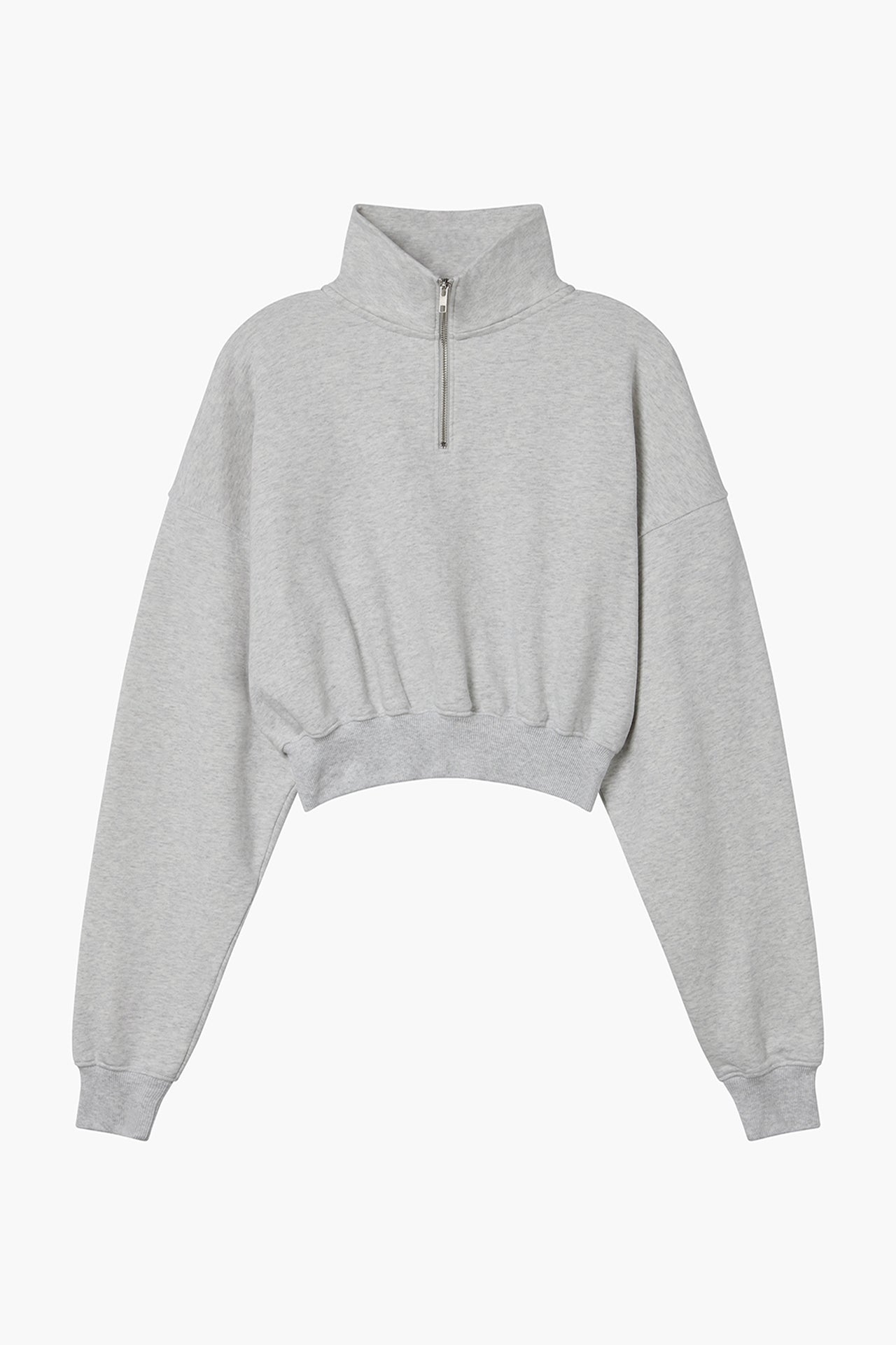 Cropped Half Zip Sweat - Grey 