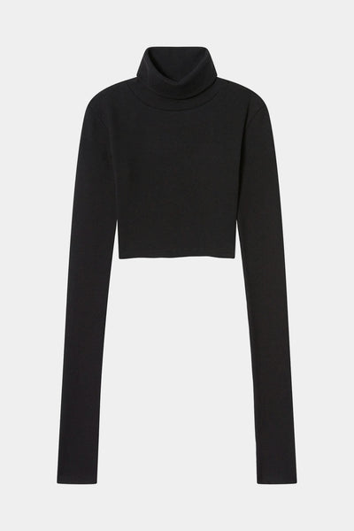 Neo Fitted Cropped Turtle Neck Black