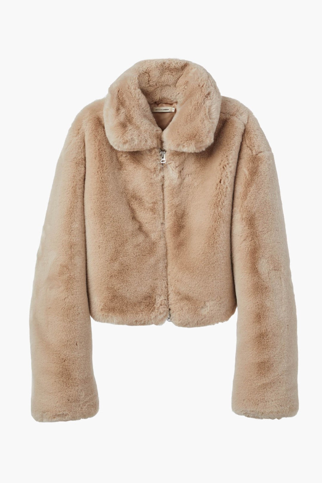 Eco-Fur Cropped Jacket - Beige