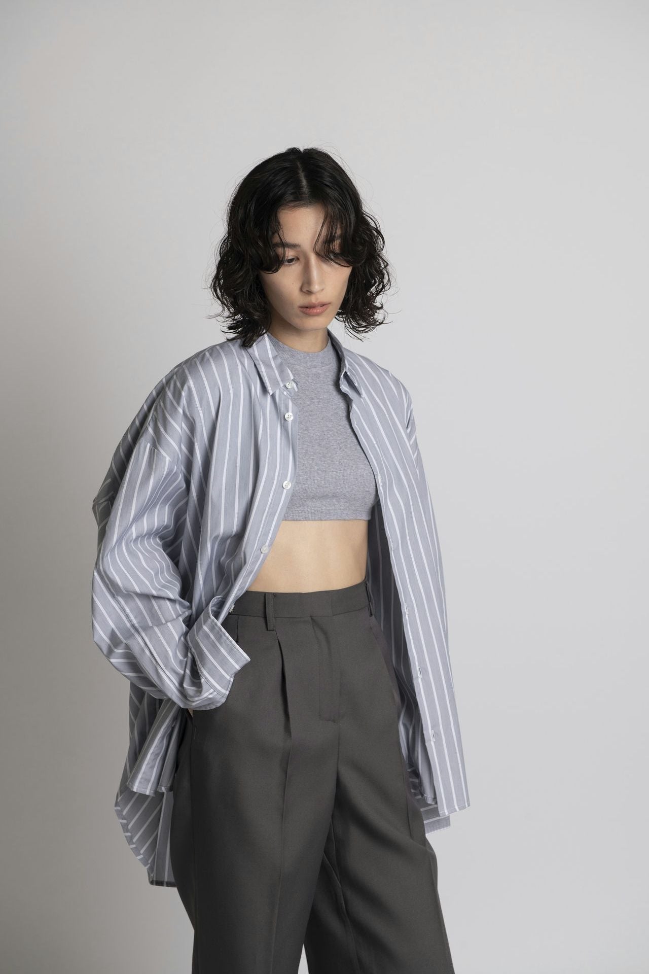 Boyfriend Shirt Grey Stripe