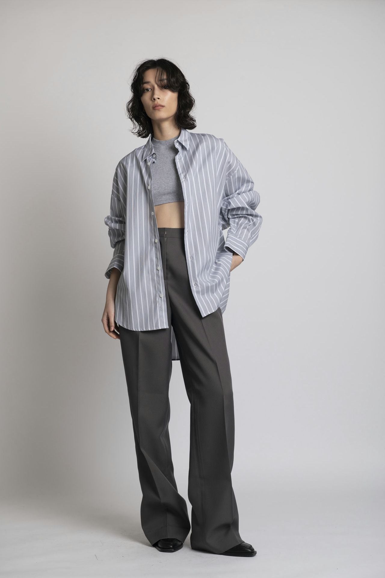 Boyfriend Shirt Grey Stripe