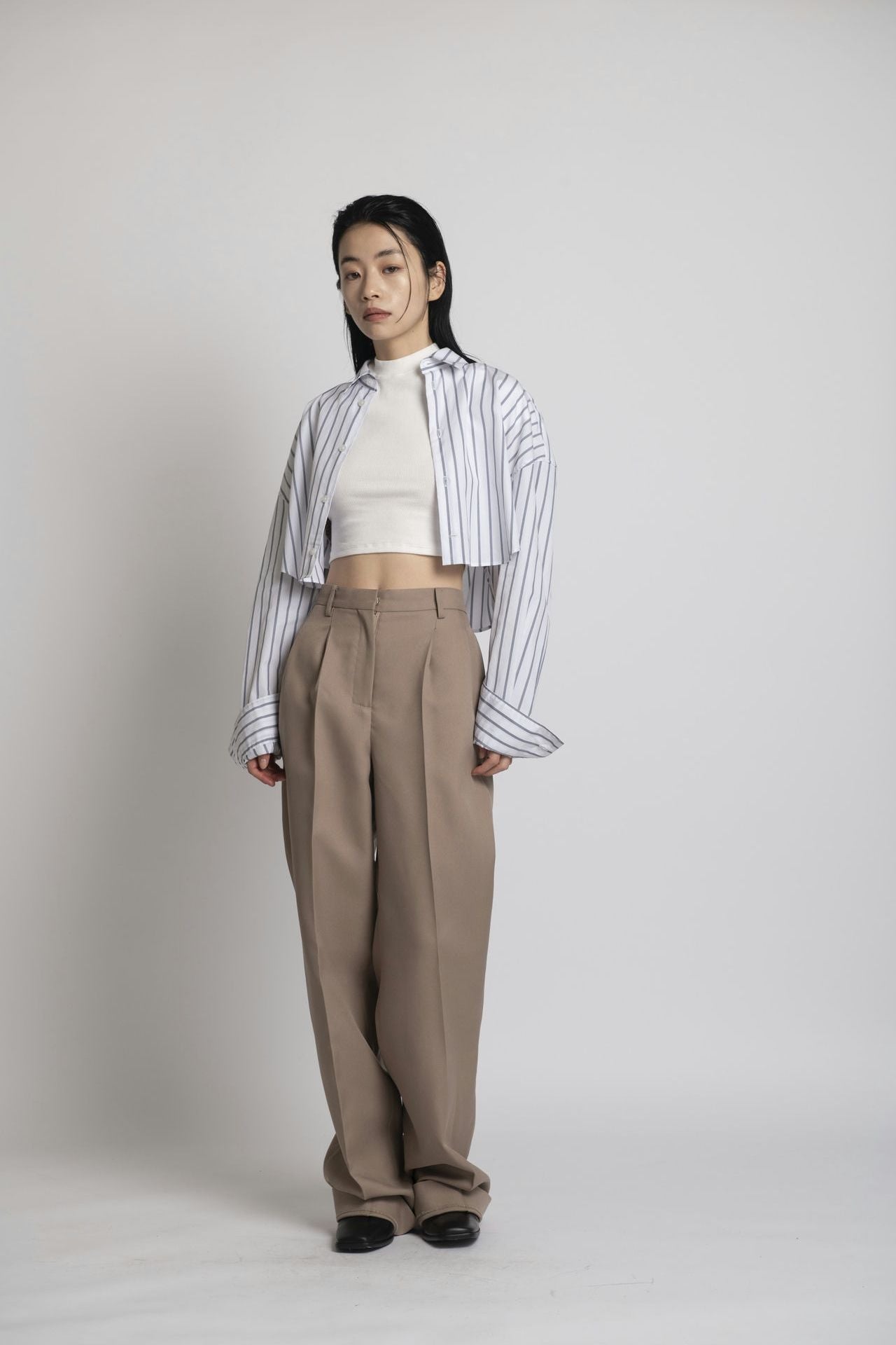 Cropped Shirt White Stripe