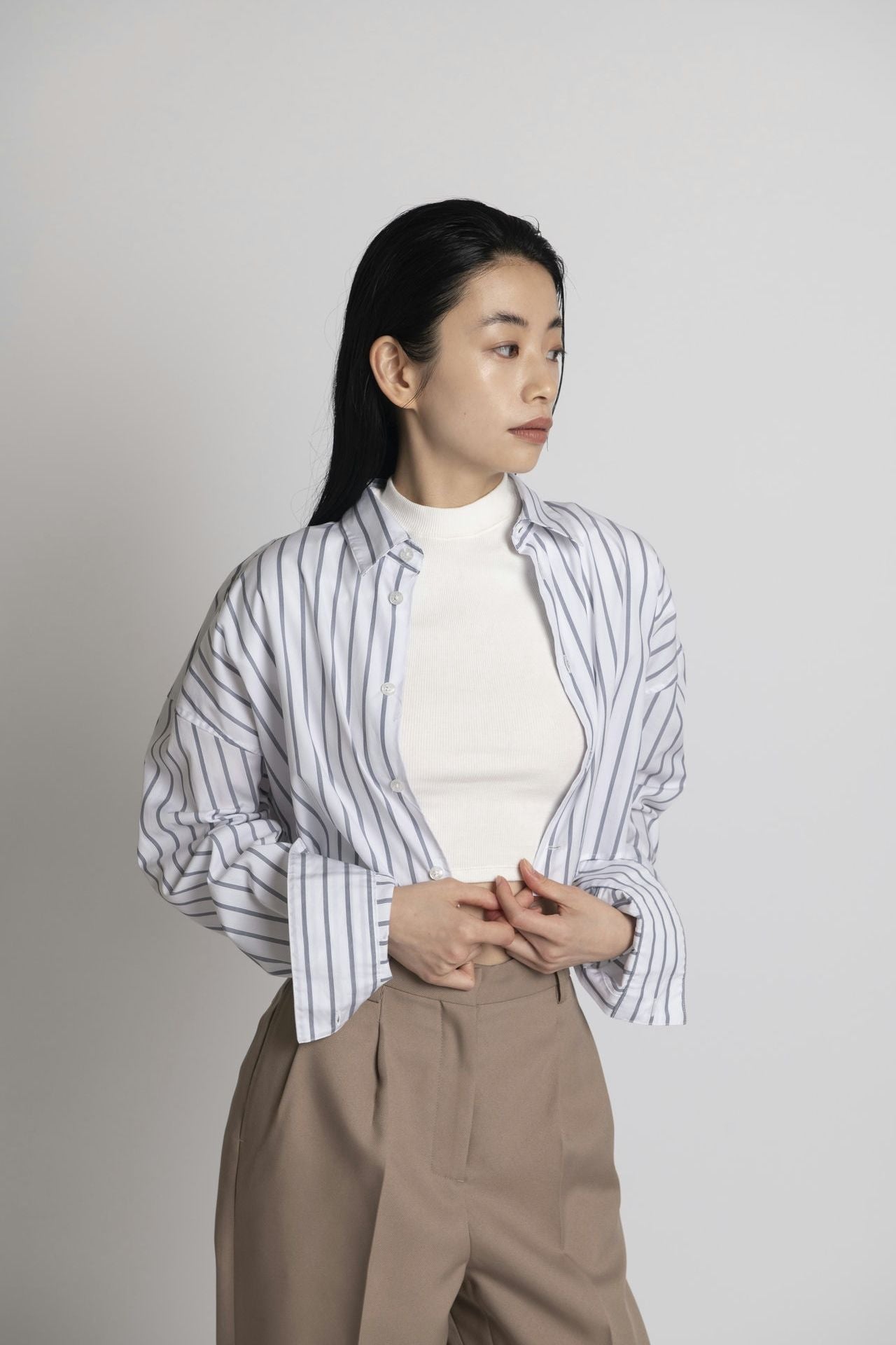 Cropped Shirt White Stripe