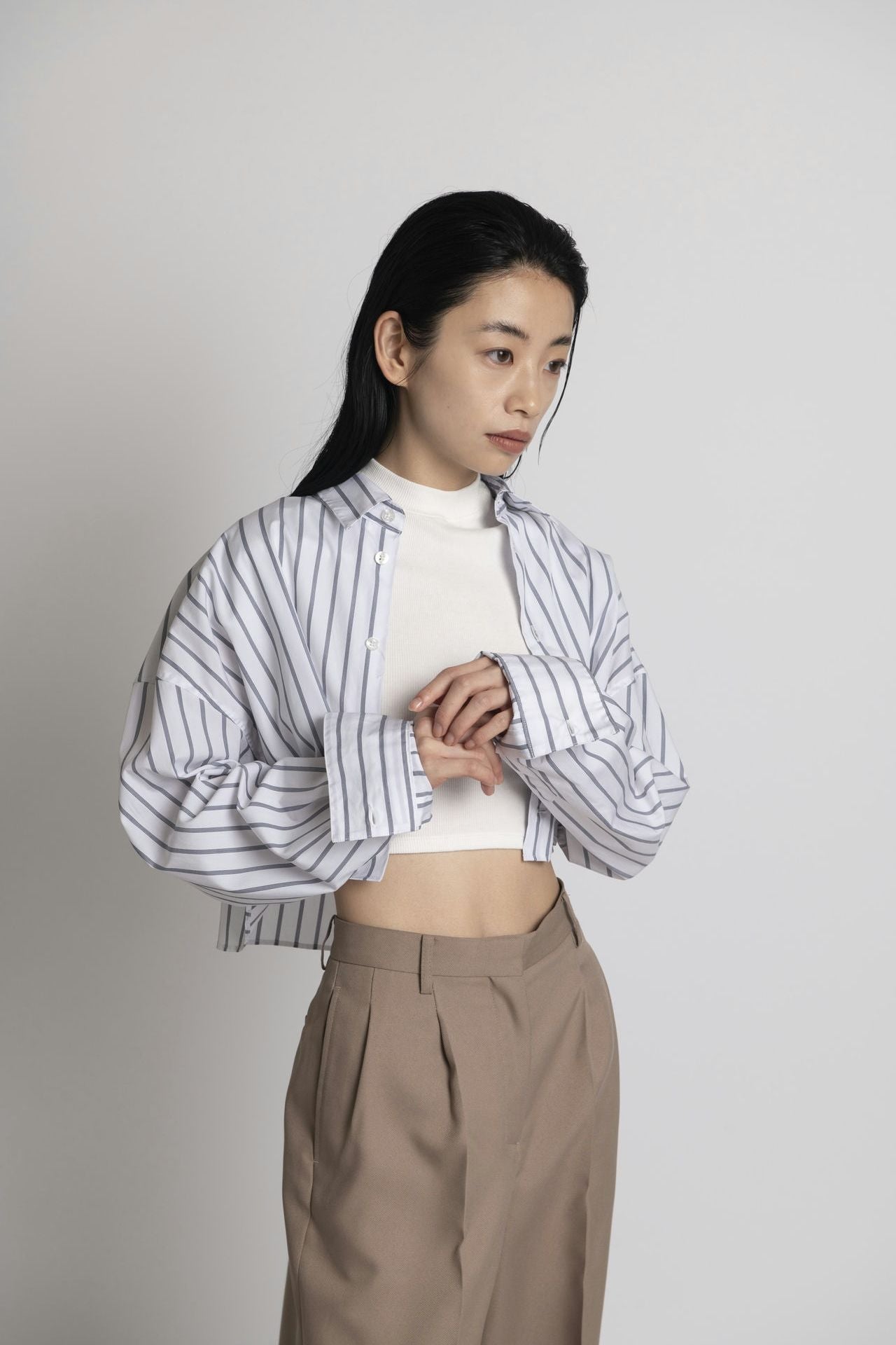 Cropped Shirt White Stripe